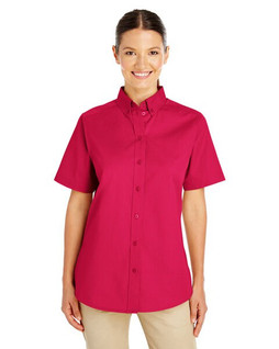 Harriton M582W - Womens Teflon-Coated Cotton Twill Short Sleeve Shirt