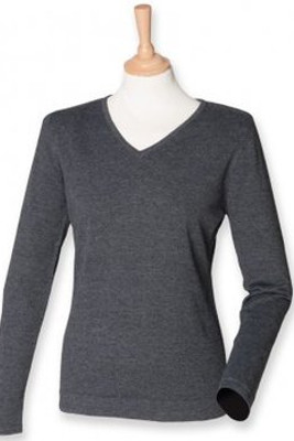 Henbury H721 - Ladies Lightweight Cotton Acrylic V Neck Sweater