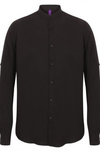 Henbury H592 - Mandarin Roll Sleeve Anti-Bac Wicking Skjorte
