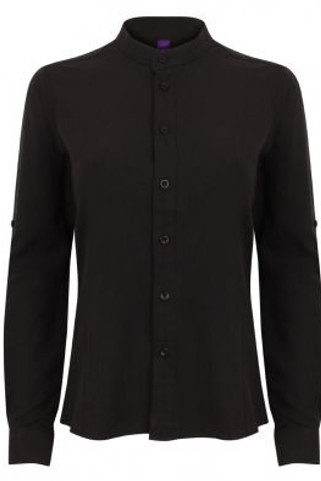 Henbury H593 - Ladies Roll Sleeve Mandarin Anti-Bac Wicking Shirt