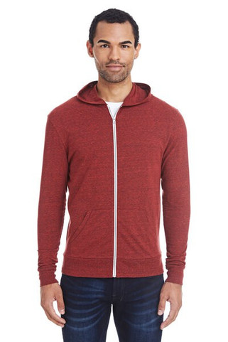 Threadfast 302Z - Unisex Triblend Full-Zip Light Hoodie