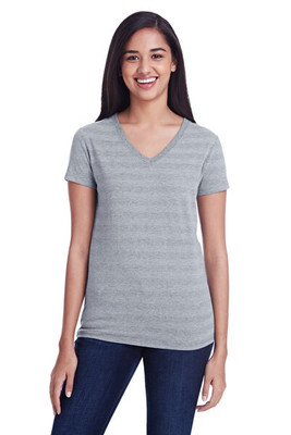 Threadfast 252RV - Ladies Invisible Stripe V-Neck T-Shirt