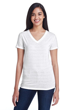 Threadfast 252RV - Ladies Invisible Stripe V-Neck T-Shirt