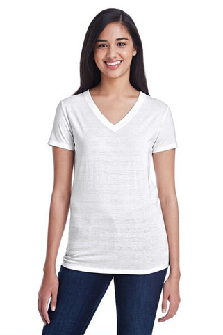 Threadfast 252RV - Ladies Invisible Stripe V-Neck T-Shirt