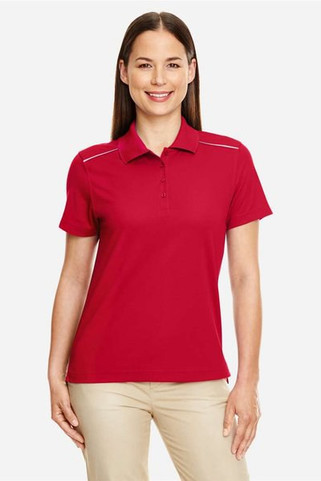 Core 365 78181R - Polo Deportivo Mujer con Piping Reflectante