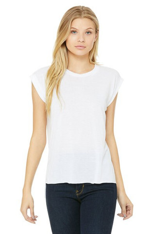 Bella+Canvas 8804 - Ladies Flowy Muscle T-Shirt with Rolled Cuff