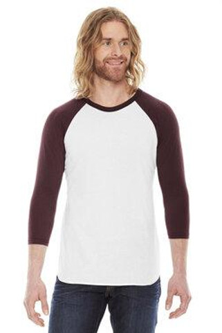 American Apparel BB453W - Unisex Poly-Cotton 3/4-Sleeve Raglan T-Shirt