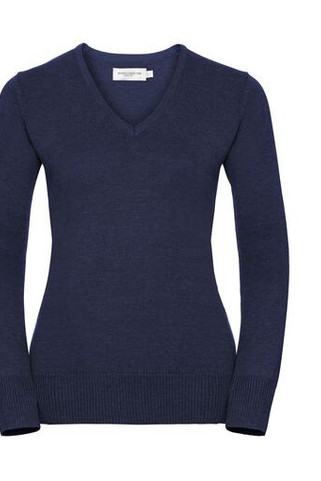 Russell Collection JZ10F - Comfortabele V-Hals Trui van Katoenmix