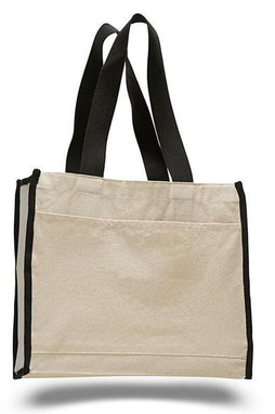 Q-Tees Q1100 - Canvas Gusset Tote Bag with Colored Handles