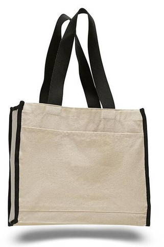 Q-Tees Q1100 - Canvas Gusset Tote Bag with Colored Handles