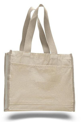 Q-Tees Q1100 - Canvas Gusset Tote Bag with Colored Handles