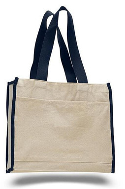 Q-Tees Q1100 - Canvas Gusset Tote Bag with Colored Handles