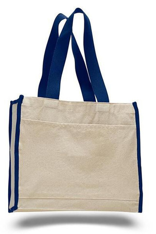 Q-Tees Q1100 - Canvas Gusset Tote Bag with Colored Handles