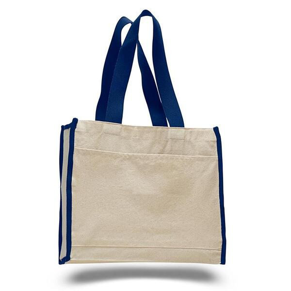 Q-Tees Q1100 - Canvas Gusset Tote Bag with Colored Handles