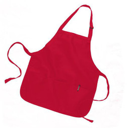 Q-Tees Q4250 - Medium Length Apron with 3 Compartment Pouch