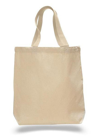 Q-Tees Q4400 - Promotional Tote with Bottom Gusset and Colored Handles