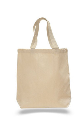 Q-Tees Q4400 - Promotional Tote with Bottom Gusset and Colored Handles