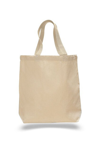 Q-Tees Q4400 - Promotional Tote with Bottom Gusset and Colored Handles