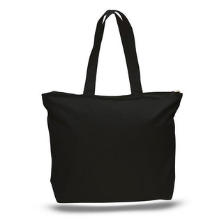 Q-Tees Q611 - Durable Canvas Zippered Tote Bag with Pockets