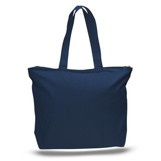 Q-Tees Q611 - Durable Canvas Zippered Tote Bag with Pockets