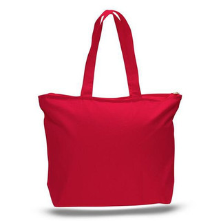 Q-Tees Q611 - Durable Canvas Zippered Tote Bag with Pockets