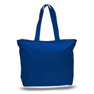 Q-Tees Q611 - Durable Canvas Zippered Tote Bag with Pockets