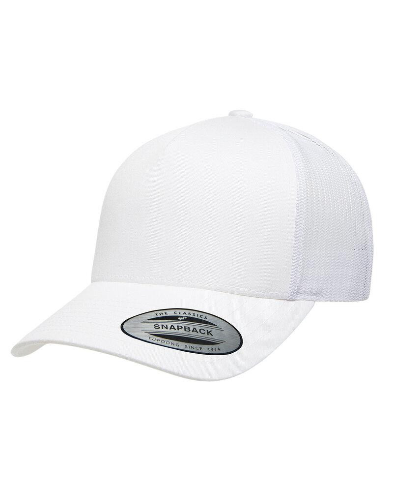 Yupoong 6506 - Adult 5-Panel Retro Trucker Cap - White | Wordans USA
