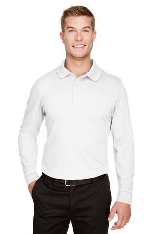 Devon & Jones DG20L - Mens CrownLux Performance Plaited Long-Sleeve Polo