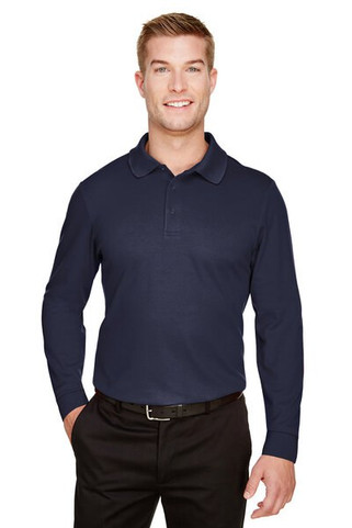 Devon & Jones DG20LT - Mens Tall CrownLux Performance Plaited Long-Sleeve Polo
