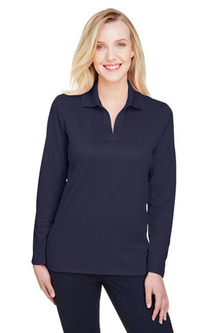 Devon & Jones DG20LW - Ladies CrownLux Performance Plaited Long-Sleeve Polo