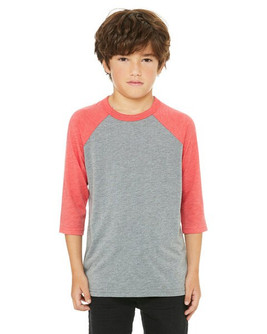 BELLA+CANVAS B3200Y - Youth 3/4 Sleeve Baseball Tee