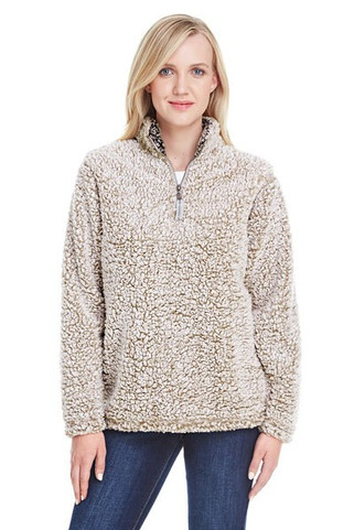 J. America JA8451 - Campera de Sherpa épica con cierre de 1/4 para mujer