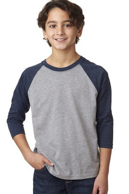 Next Level NL3352 - Remera de mangas Raglan 3/4 de cuello redondo para jóvenes