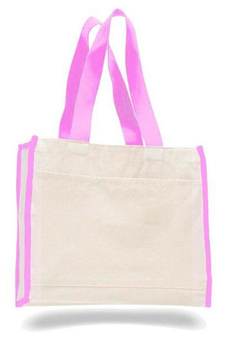 Q-Tees Q1100 - Canvas Gusset Tote Bag with Colored Handles