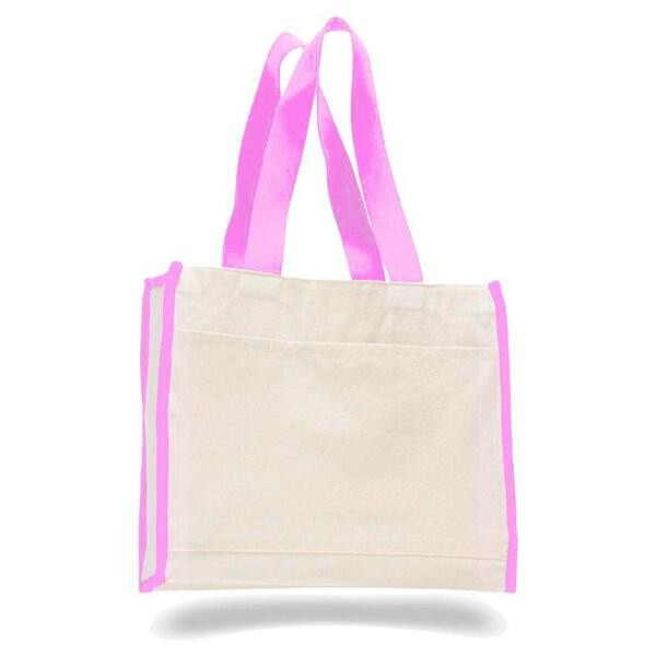 Q-Tees Q1100 - Canvas Gusset Tote Bag with Colored Handles