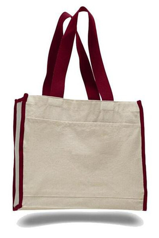 Q-Tees Q1100 - Canvas Gusset Tote Bag with Colored Handles
