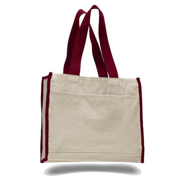 Q-Tees Q1100 - Canvas Gusset Tote Bag with Colored Handles