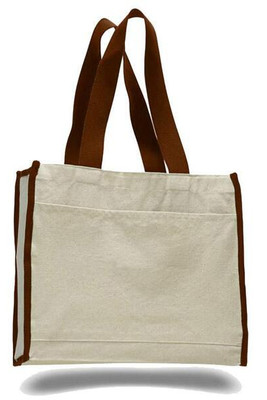 Q-Tees Q1100 - Canvas Gusset Tote Bag with Colored Handles