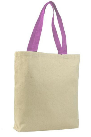 Q-Tees Q4400 - Promotional Tote with Bottom Gusset and Colored Handles