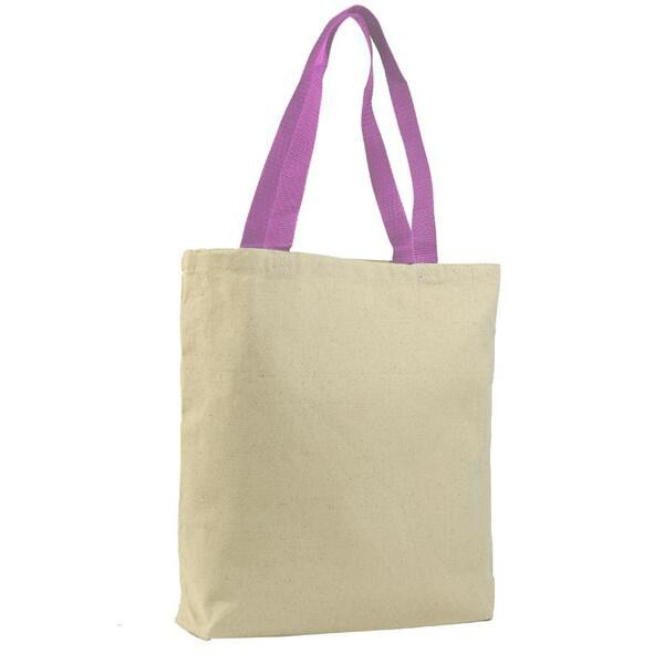 Q-Tees Q4400 - Promotional Tote with Bottom Gusset and Colored Handles