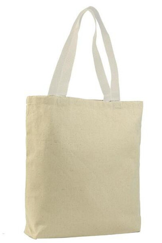 Q-Tees Q4400 - Promotional Tote with Bottom Gusset and Colored Handles