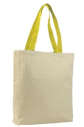 Q-Tees Q4400 - Promotional Tote with Bottom Gusset and Colored Handles