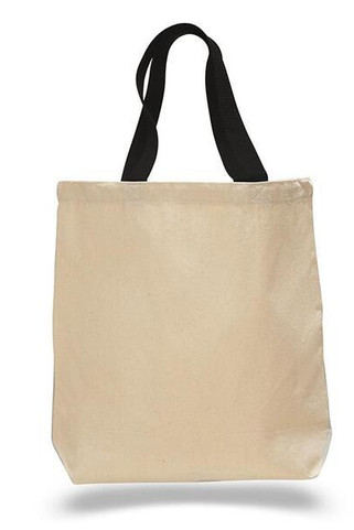Q-Tees Q4400 - Promotional Tote with Bottom Gusset and Colored Handles