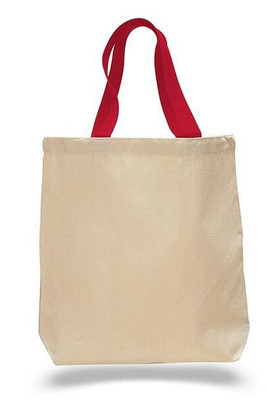 Q-Tees Q4400 - Promotional Tote with Bottom Gusset and Colored Handles