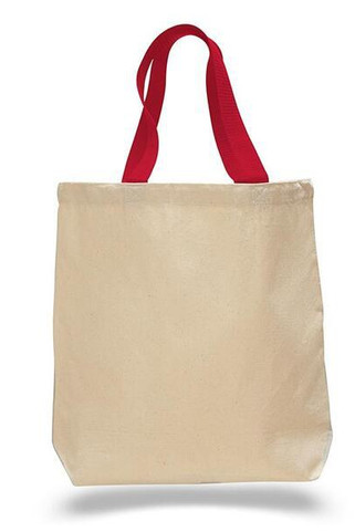 Q-Tees Q4400 - Promotional Tote with Bottom Gusset and Colored Handles
