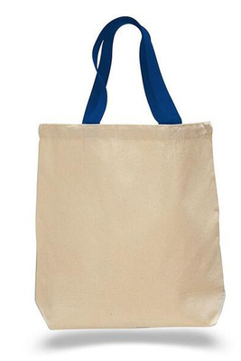 Q-Tees Q4400 - Promotional Tote with Bottom Gusset and Colored Handles