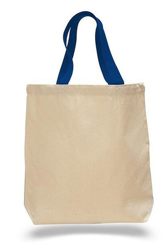 Q-Tees Q4400 - Promotional Tote with Bottom Gusset and Colored Handles