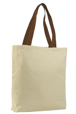 Q-Tees Q4400 - Promotional Tote with Bottom Gusset and Colored Handles
