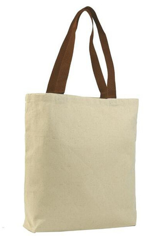 Q-Tees Q4400 - Promotional Tote with Bottom Gusset and Colored Handles