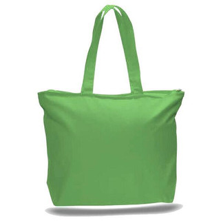 Q-Tees Q611 - Bolso Tote de Lona con Cremallera y Refuerzos